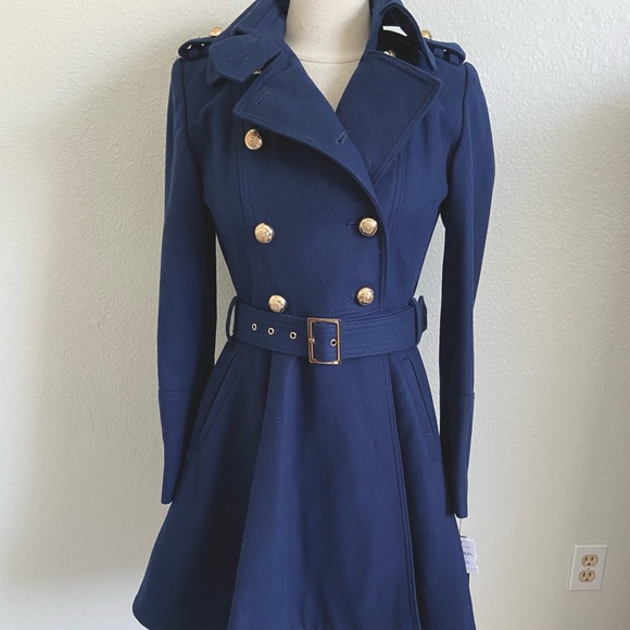 NWT Miss Sixty Cassie Coat Trench Military Double Breasted Fit and Flare - Picture 3 of 15